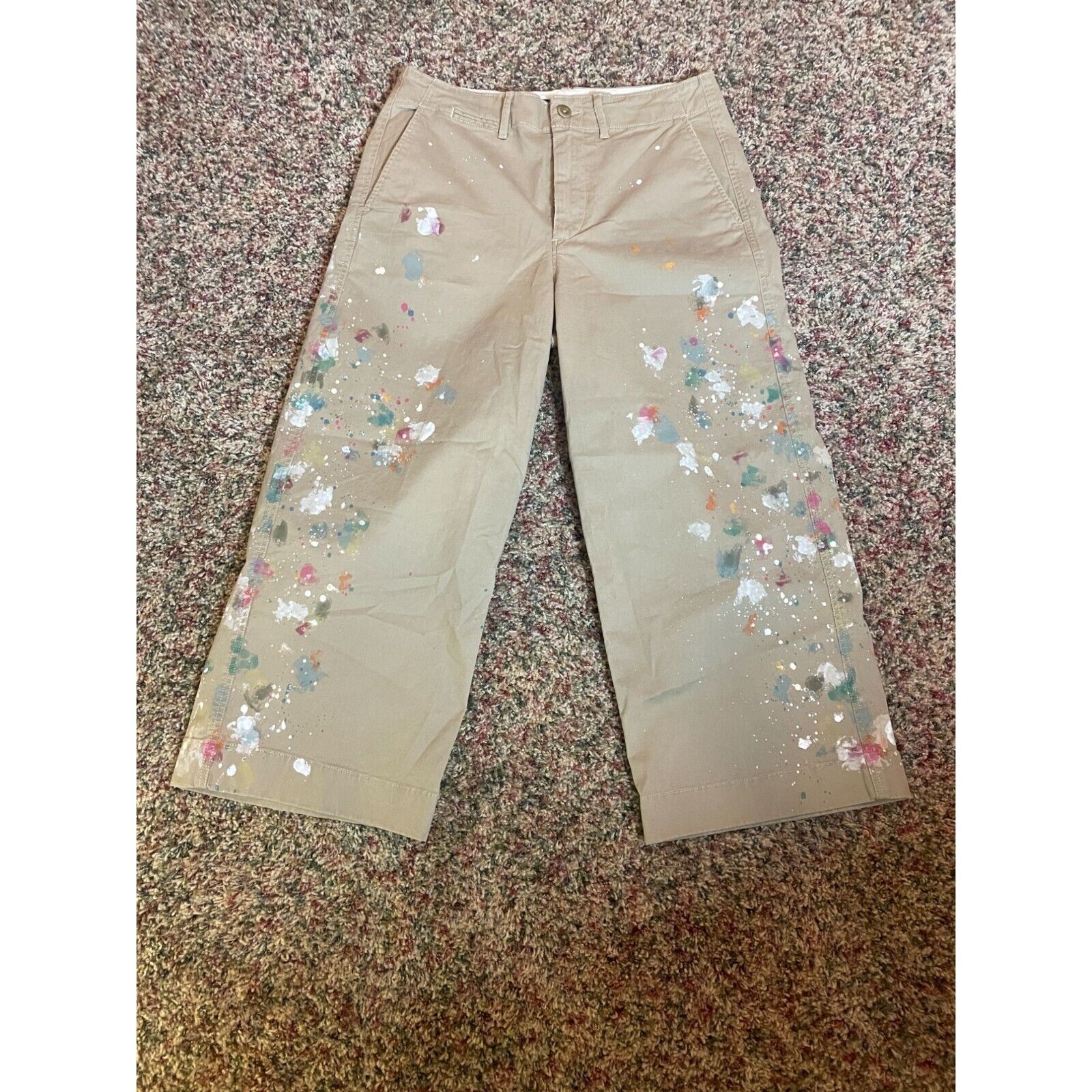 Ralph Lauren Paint Splatter Crop Khakies- Size 8 - image 1