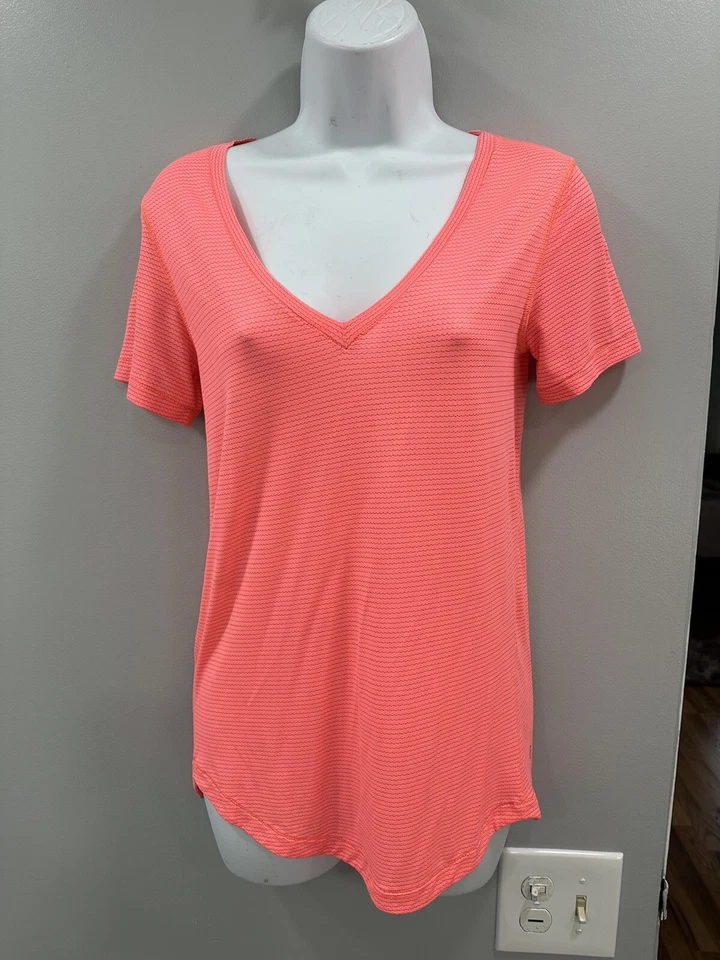 LULULEMON What The Sport Camiseta Cuello en V Manga Corta Malla Pomelo Talla 6 LEER Foto 2 de 4