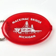 Mackinac Bridge Vintage Souvenir Quikoin Rubber Pocket Coin Purse Keychain