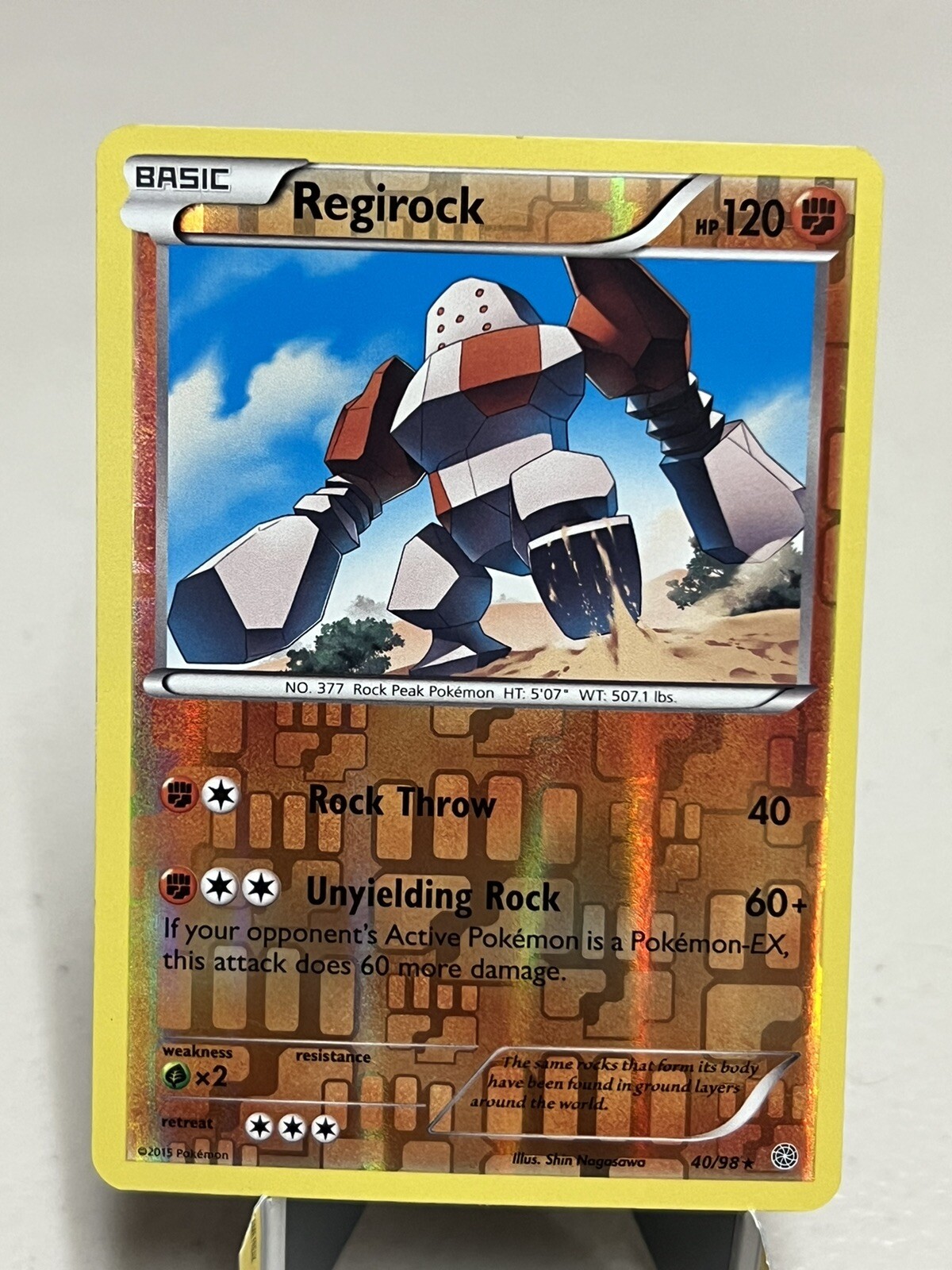 POKEMON CARD REVERSE HOLO REGIROCK 40/98 NO 377 ROCK PEAK POKEMON TCG CCG