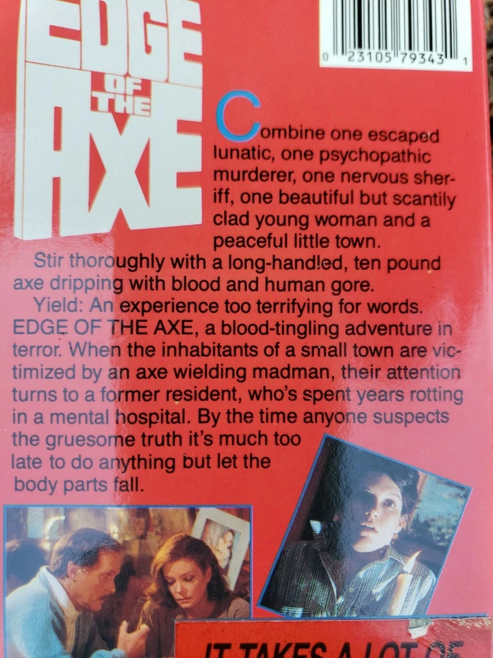 Edge of the Axe VHS Horror Movie 1989 Cut Box Exrental Clamshell Vintage Slasher - Image 3 of 4