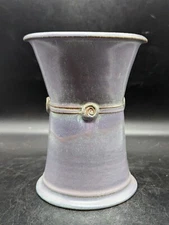 Vintage Studio Art Pottery Blue Vase Vessel 7.75" Signed Ryan