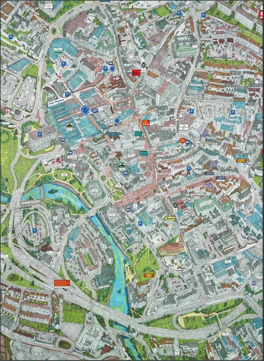 Cityscapes Street Map Of Derby 400pc Jigsaw Puzzle 470mm x 320mm CLEARANCE