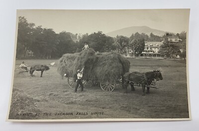 RPPC Jackson Falls House New Hampshire Lodge Resort Farming Workers Field Horses