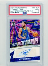 2024 DONRUSS OPTIC FAST BREAK AUTO PINK PRIZM /15 STEPHEN CURRY PSA 9 Pop 2 B2