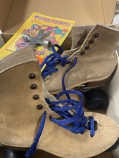 Vintage Sure-Grip Jogger Roller Skates Tan Leather Suede With Key Tool - Size 5