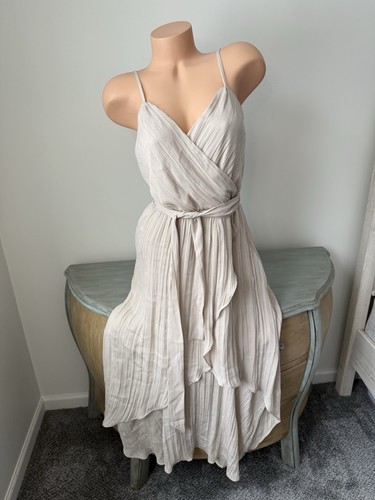 Fairy Y2K 👀Dress Ruffle M Coquette Romantic Chic Soft Girl Dainty Ecru Neutral