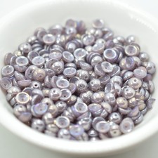 4x2mm Teacup 100 Beads - Milky Amethyst Luster Iris - Czech Glass Beads