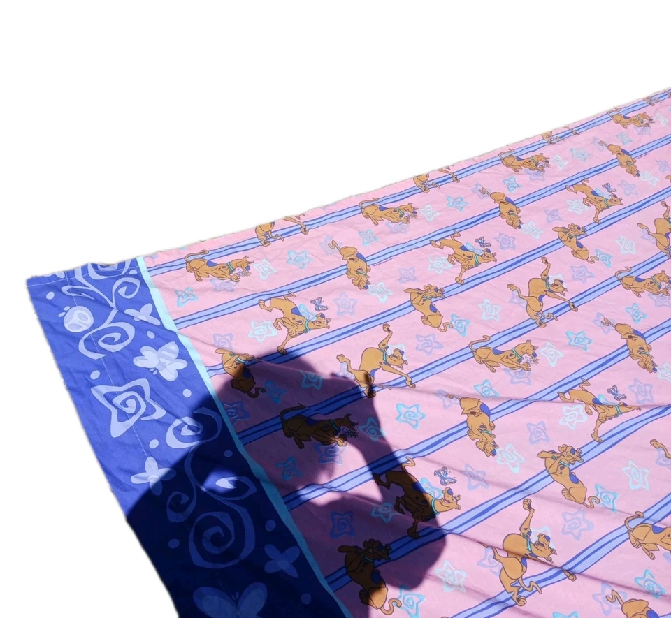 Vintage 2000s Y2K Pink Scooby Doo Flat Bed Sheet Double/Full Size - Image 4 of 4