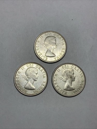 Lot of 3 Canada 1963 Silver 50 Cents Coins Canadian Half Dollars 34.93g