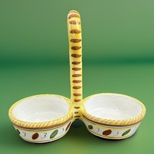 Fratelli Mari Deruta Italy Ceramic Oil Vinegar Caddy Hand Painted Signed Olive