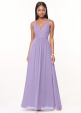 EUC Azazie Maren A-Line Pleated Chiffon Dress in LILAC Sz A6