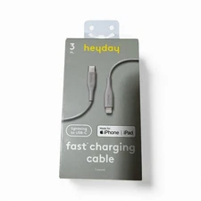 3’ heyday Lighting to USB-C Round Cable Gray