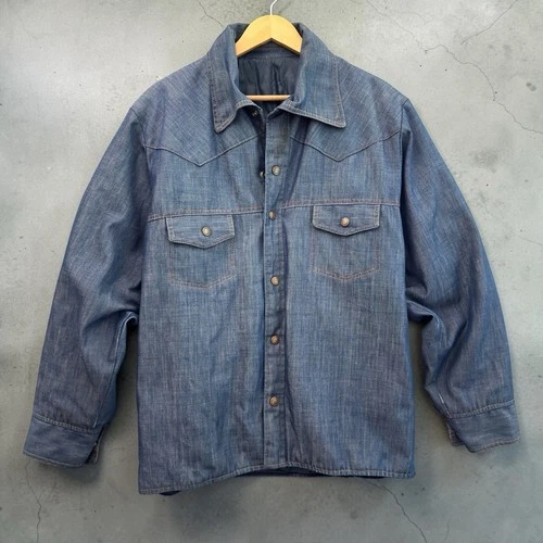 Vintage Stearns Goose Down Insulated Western Denim Look Jacket Large Minnesota - product listing photo