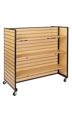 SSWBasics Maple Metal Framed Rolling Slatwall Gondolas with 6 Shelves