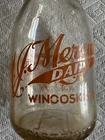 Vintage Glass Quart Milk Bottle H J Mercure Dairy Winooski VT Baby Illustration