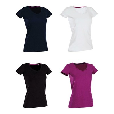 STEDMAN T-Shirt Damen V-Neck Figurbetont V-Ausschnitt Kurzarm S-XL 9710 NEU