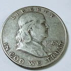 1948 D Franklin Half Dollar, 90% Silver, Average Circulated - #6324