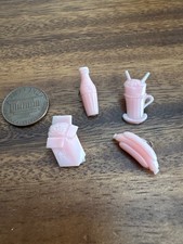 Vintage plastic pink buttons soda shop lot of 4 1950s cute retro