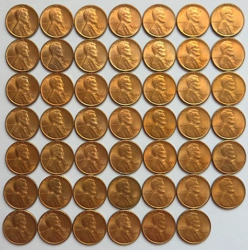 1953-S Lincoln Wheat Cent Roll Of 48 Uncirculated RB With Issues