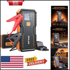 6000A Jump Starter for Gas & Diesel Vehicles - Compact Power Bank with LED Light
