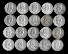 Franklin Half Dollar Roll (20 Coins)  90% Silver (1948-63) Lot A08