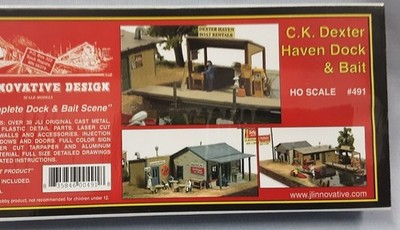 JL Innovative Design HO C.K. Dexter Haven Dock & Bait Wooden Building Kit # 491