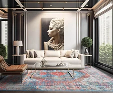 LoomBloom Multi Sizes Aqua Medallion Flatweave Area Rug