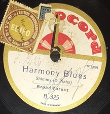 GERMAN 78 rpm RECORD Homocord ARPAD VAROSZ Jazz HARMONY BLUES Sun Kist Rose