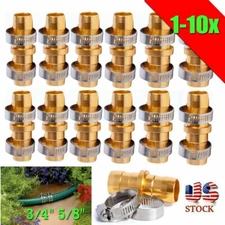 1-10x 5/8" 3/4" Garden Hose Repair Mender Coupler Connector with Stainless Clamp
