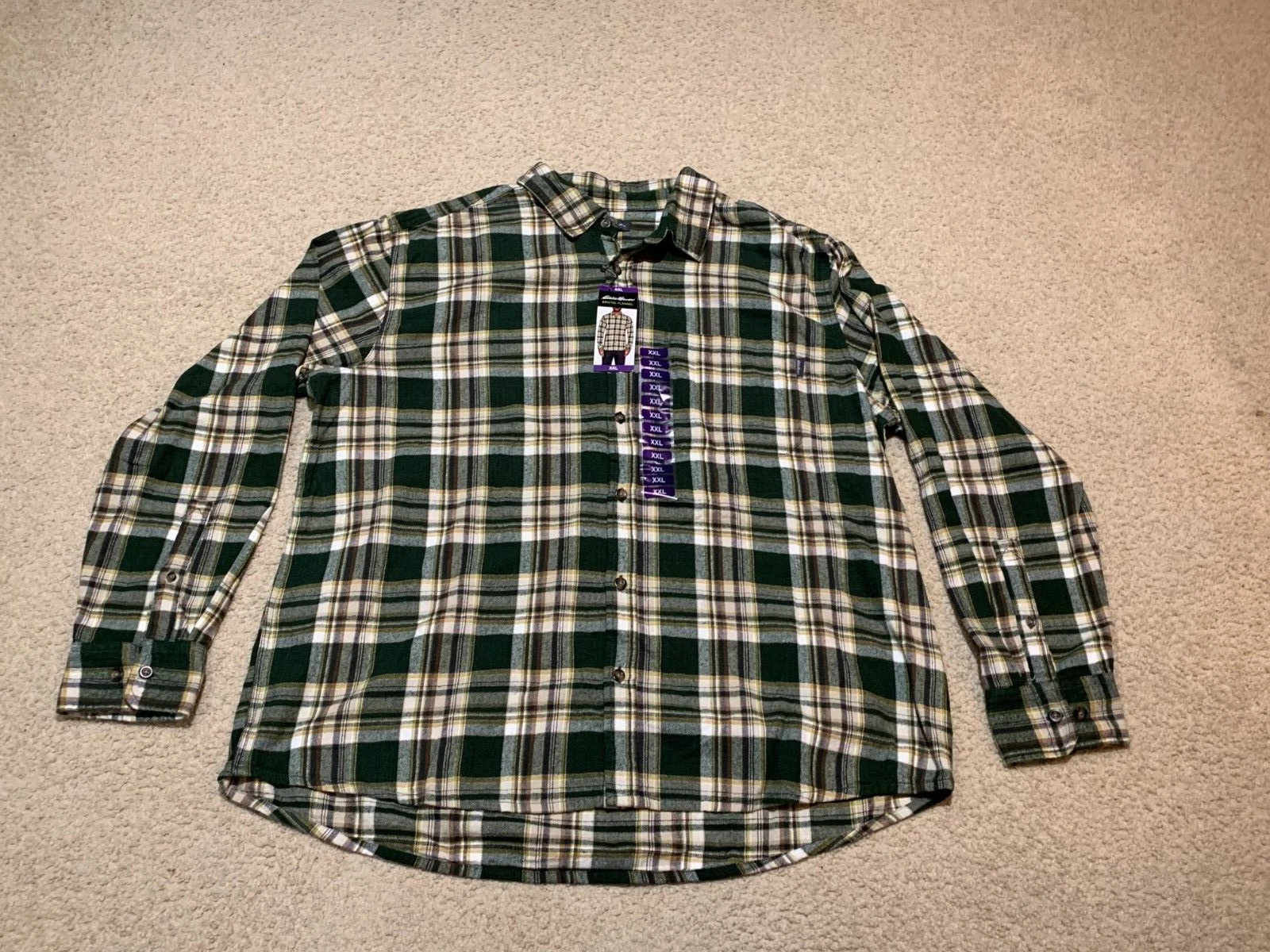 NWT (NEW) Eddie Bauer Shirt Mens 2XL Bristol Cotton Flannel Plaid Outdoors