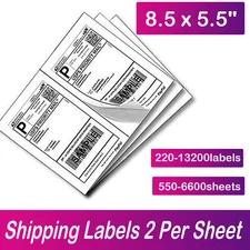 Labels Premium Mailing Shipping 8.5x5.5 Half-Sheet Self Adhesive 110 -13200 USA
