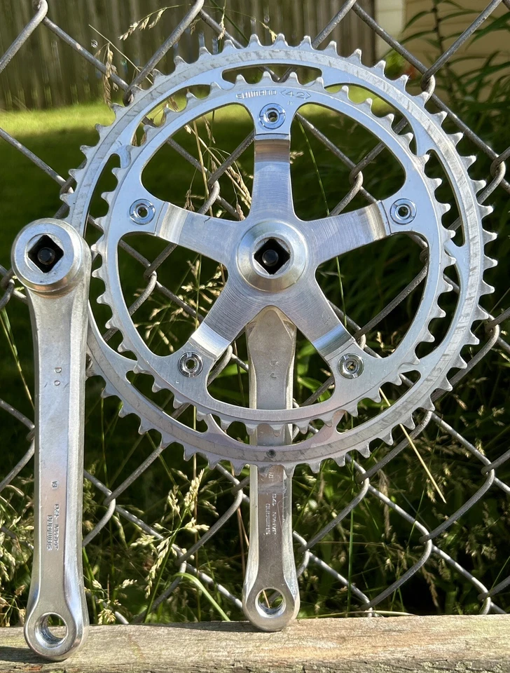 Shimano 600 Arabesque Crankset 170 Vintage Old School Square Taper Cranks 42 52 - Image 3 of 4