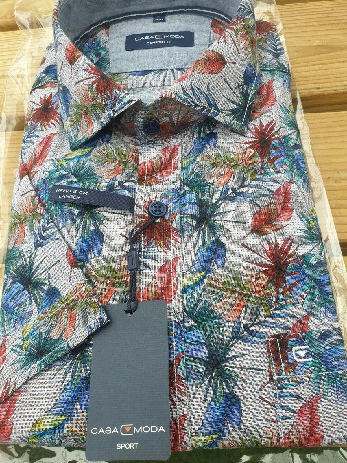 CASA MODA ANTHRACITE LEAF COTTON SHORTSLEEVE SHIRT 2xl 3XL4XL5XL6XL 7XL