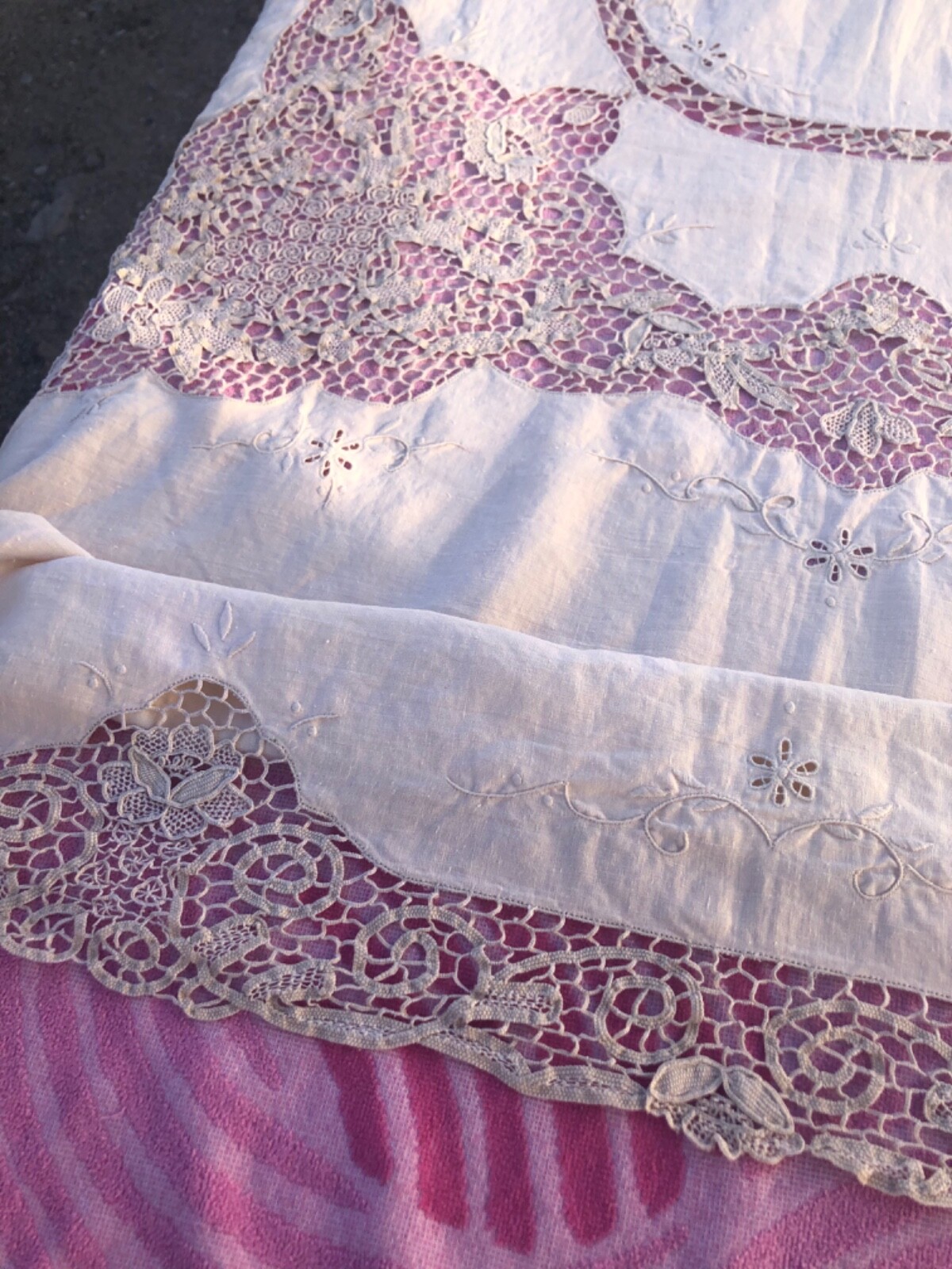 Antique linen and lace tablecloth vintage eBay