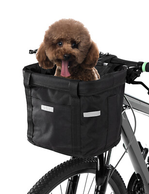 Bicycle Front Basket Remove Waterproof Bike Handlebar Canvas Basket Pet  Carry Ba