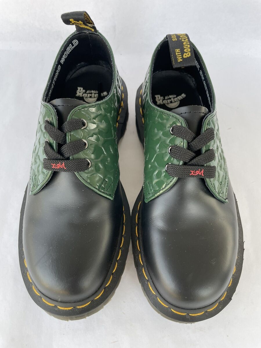 Dr Martens 1461 Bex X-Girl Black Green Leopard Embossed Dr Martens 1461 Bex X-Girl Black Green Leopard Embossed