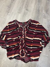 lane bryant 26 28 Blouse Womens Plus Size Top Shirt Southwestern Sheer Cover Up