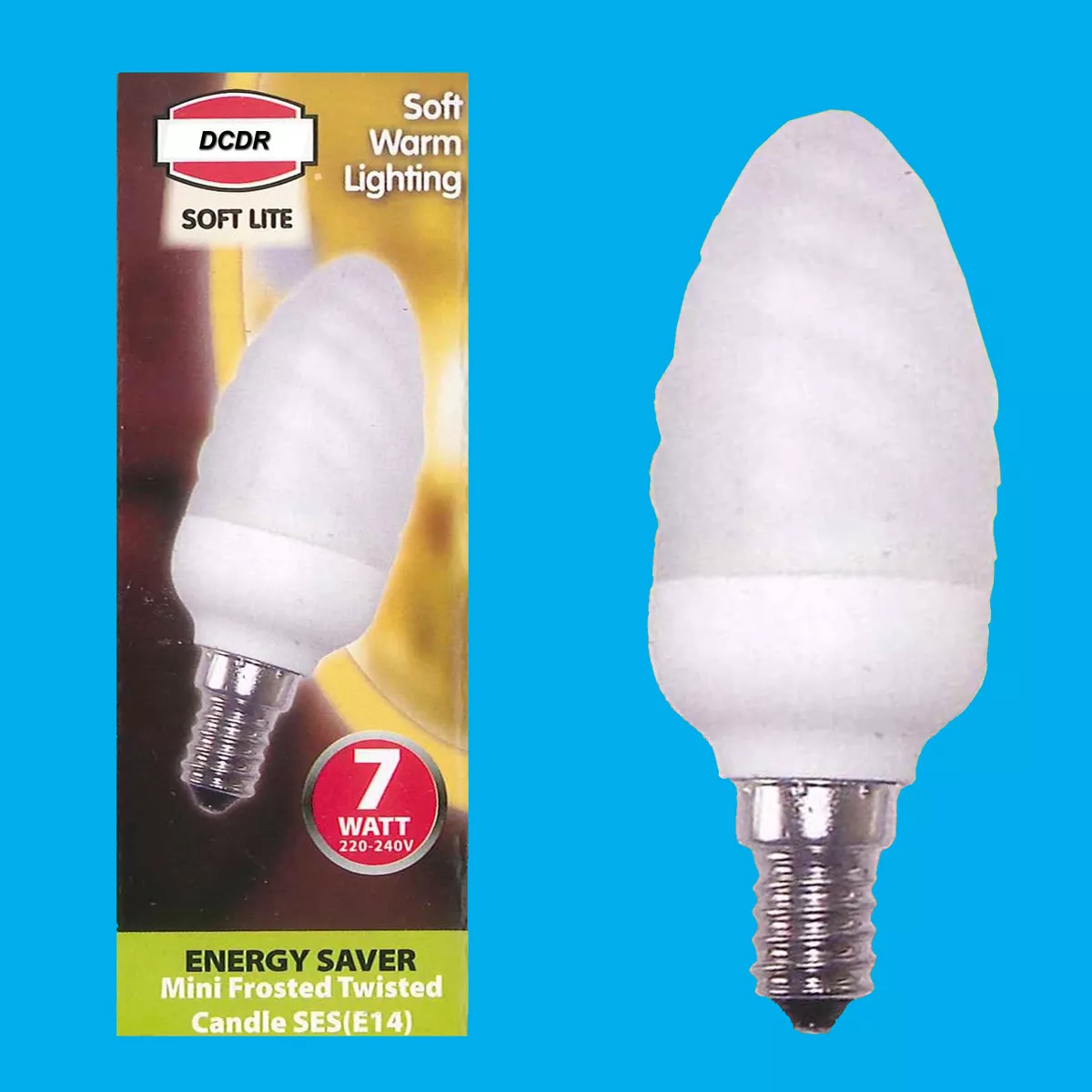 8x 7W Low Energy CFL Mini Frosted Twisted Candle Light Bulbs E14 SES 2700K Lamps
