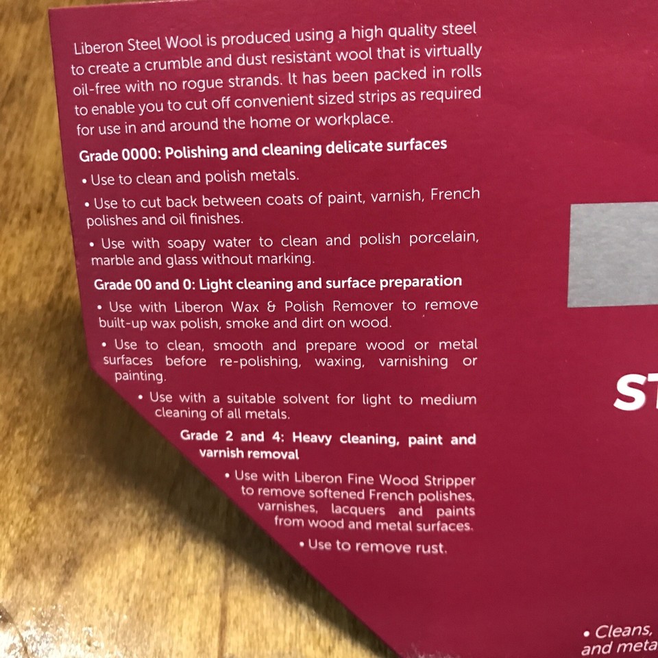 Steel Wire Wool 0000 Ultra fine 1 Meter Pack Liberon Diy Wood Metal