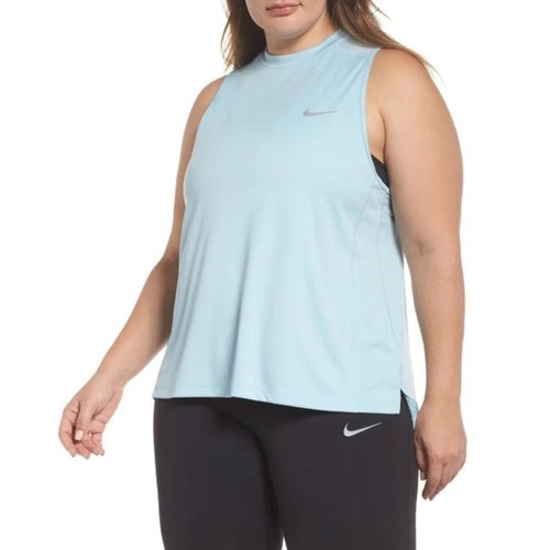 Nike Womens Miler Dri-FIT High-Neck Running Top in Blue sz 1X Muscle Tee Active - Picture 8 of 9