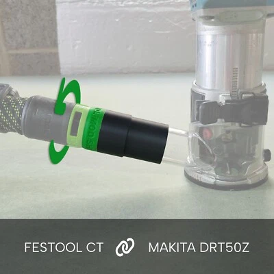 TOOL MOD SHOP Dust Port Hose Adaptor for Festool Cleantec to Makita DRT50Z / RT700 trim router