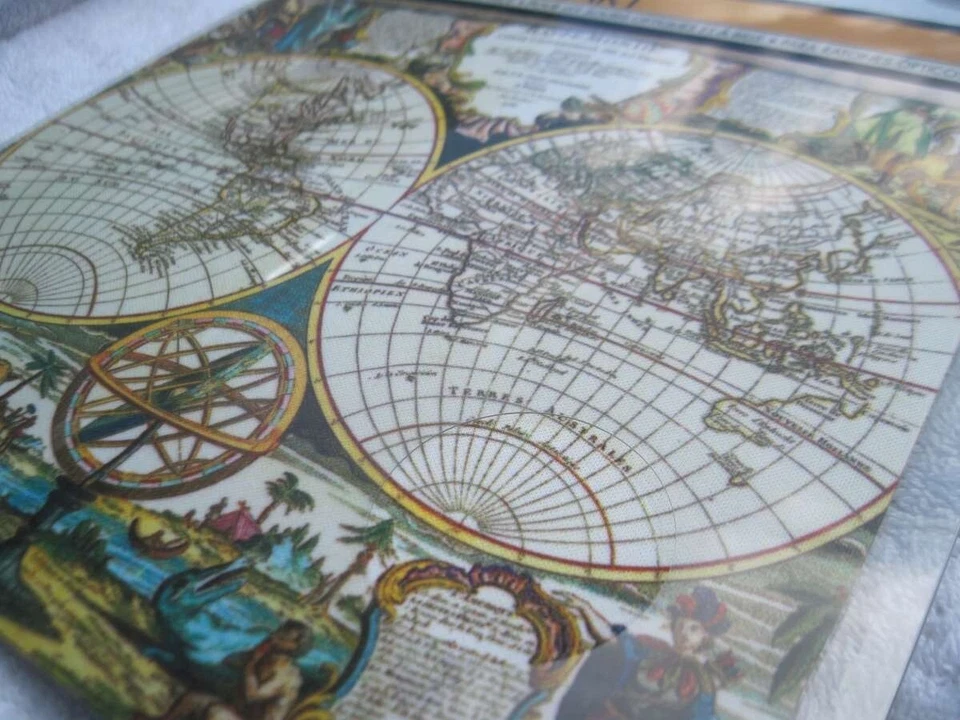 Allsop Double Globe Vintage Map Mousepad Art Optical Rollerball Mice 2007 Office - Image 3 of 4