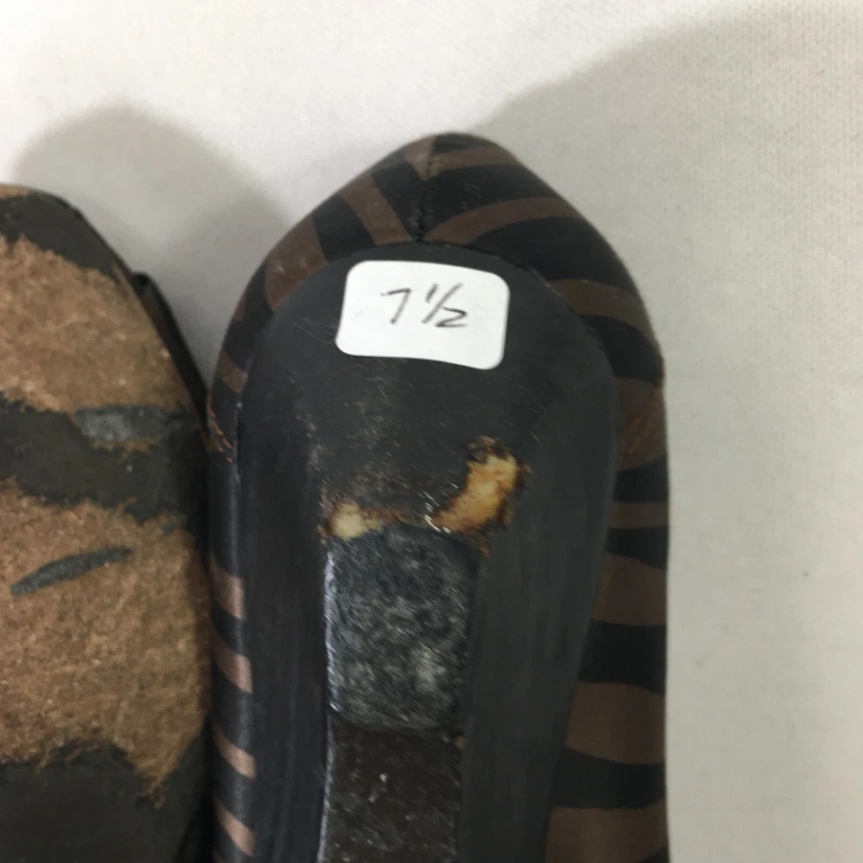 Jessica Simpson Para Mujer Marrón/Negro Rayas Cuñas con Hebilla Dorada Planas Talla EE. UU. 8 Foto 4 de 4