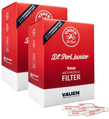 Dr. Perl Junior Aktivkohle Filter JUMAX Vauen Pfeifenfilter 9mm 360 Stück 2Boxen