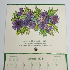 Alliance Ohio Advertising Calendar Mt Union Mill Ginny Morris Artwork 1978
