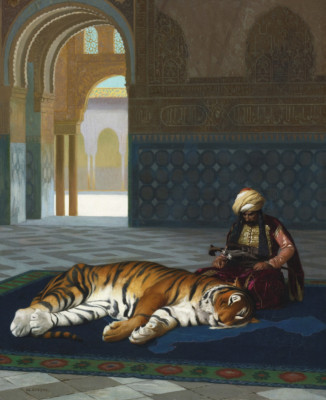 The Tiger and the Guardian | Jean Leon Gerome | Orientalist Middle East Print
