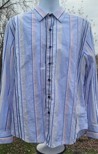 Robert Graham Shirt Men XL Classic Fit Striped Floral Embroidered, Flip Cuff.