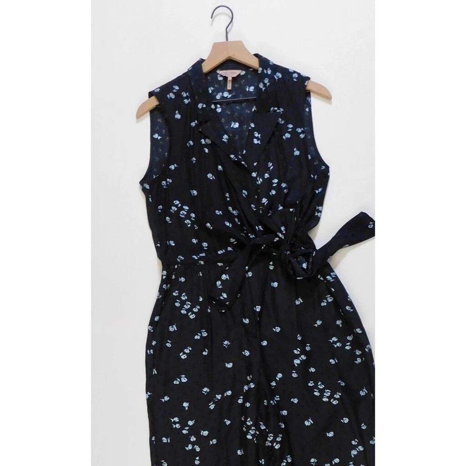 Mono Jacquard REBECCA TAYLOR Sastre Leandra Seda Floral Corbata Cintura Talla 8 Foto 3 de 4