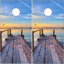 Beach Pier Sunset Cornhole Wrap Bag Toss Skin Decal Sticker Wraps